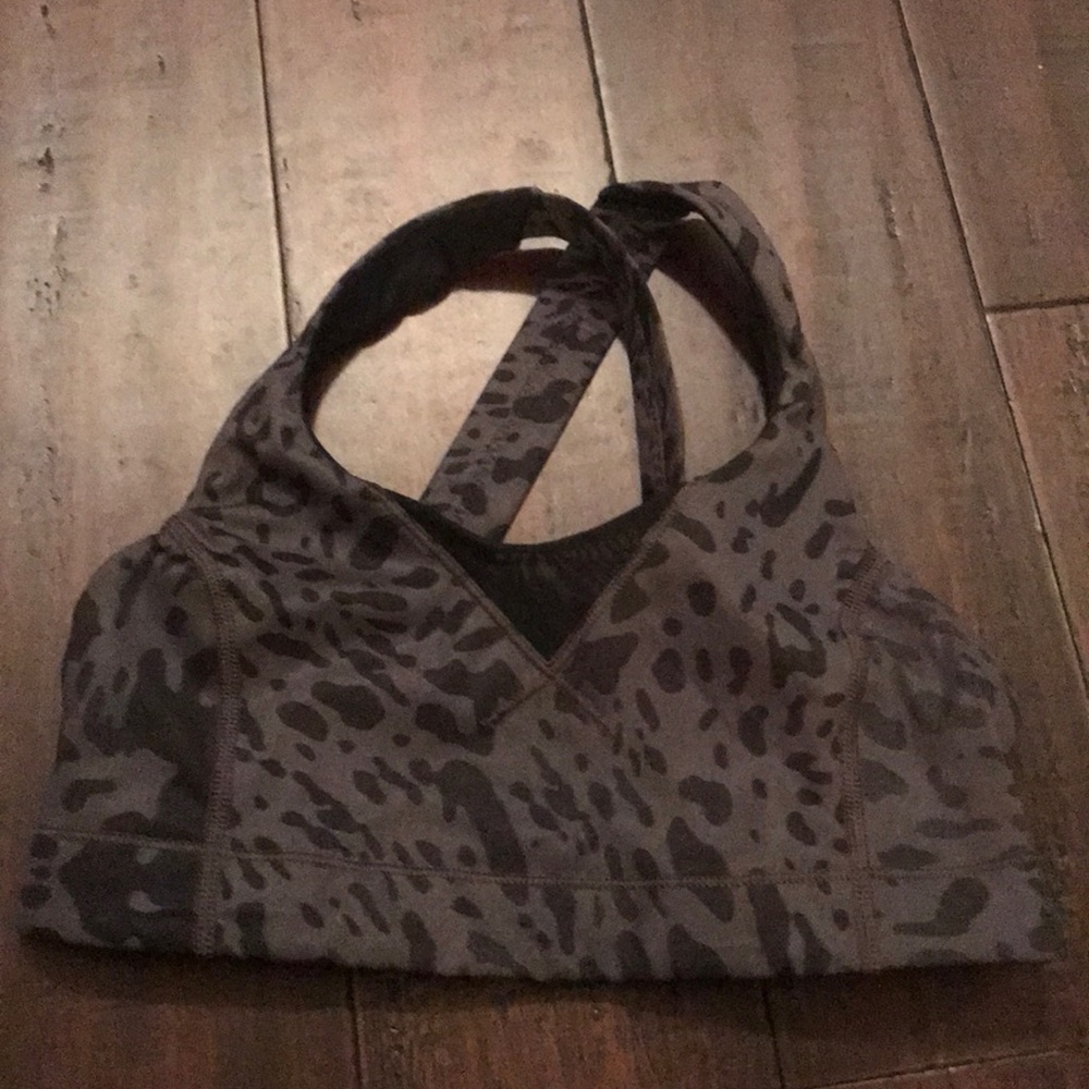 Lululemon black and gray animal print sports bra